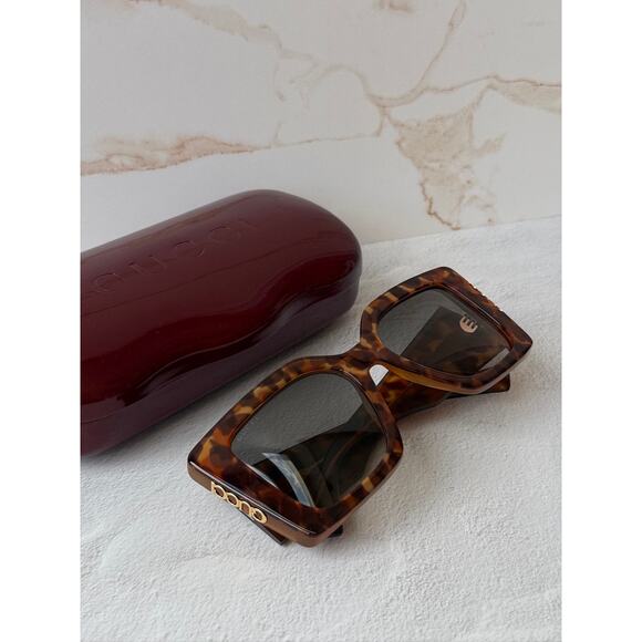 NEW Gucci GG2039S Spotted Brown Logo Oversized Sunglasses $575 main image 8